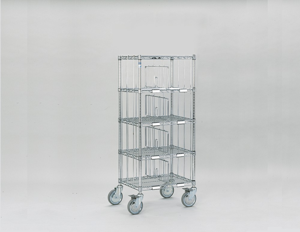 Bild zeigt Sortierregalwagen mit 5 Böden und 8 Fächern