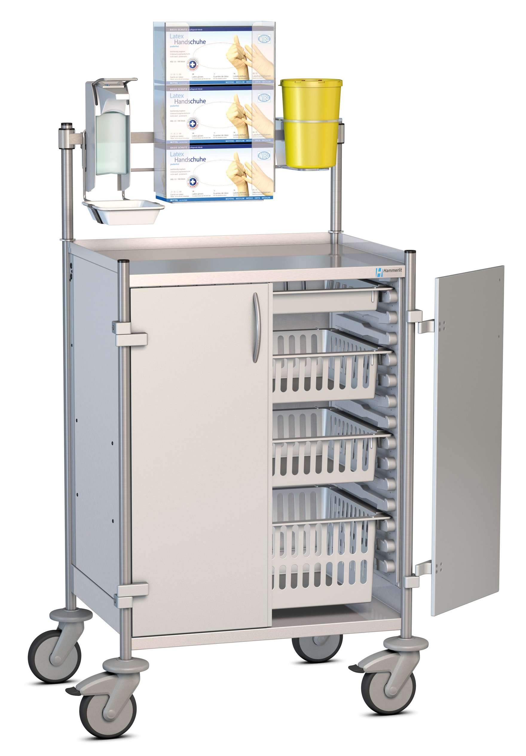 Modulwagen, Edelstahl, 12 HE 1-reihig, f. Module 600x400 mm