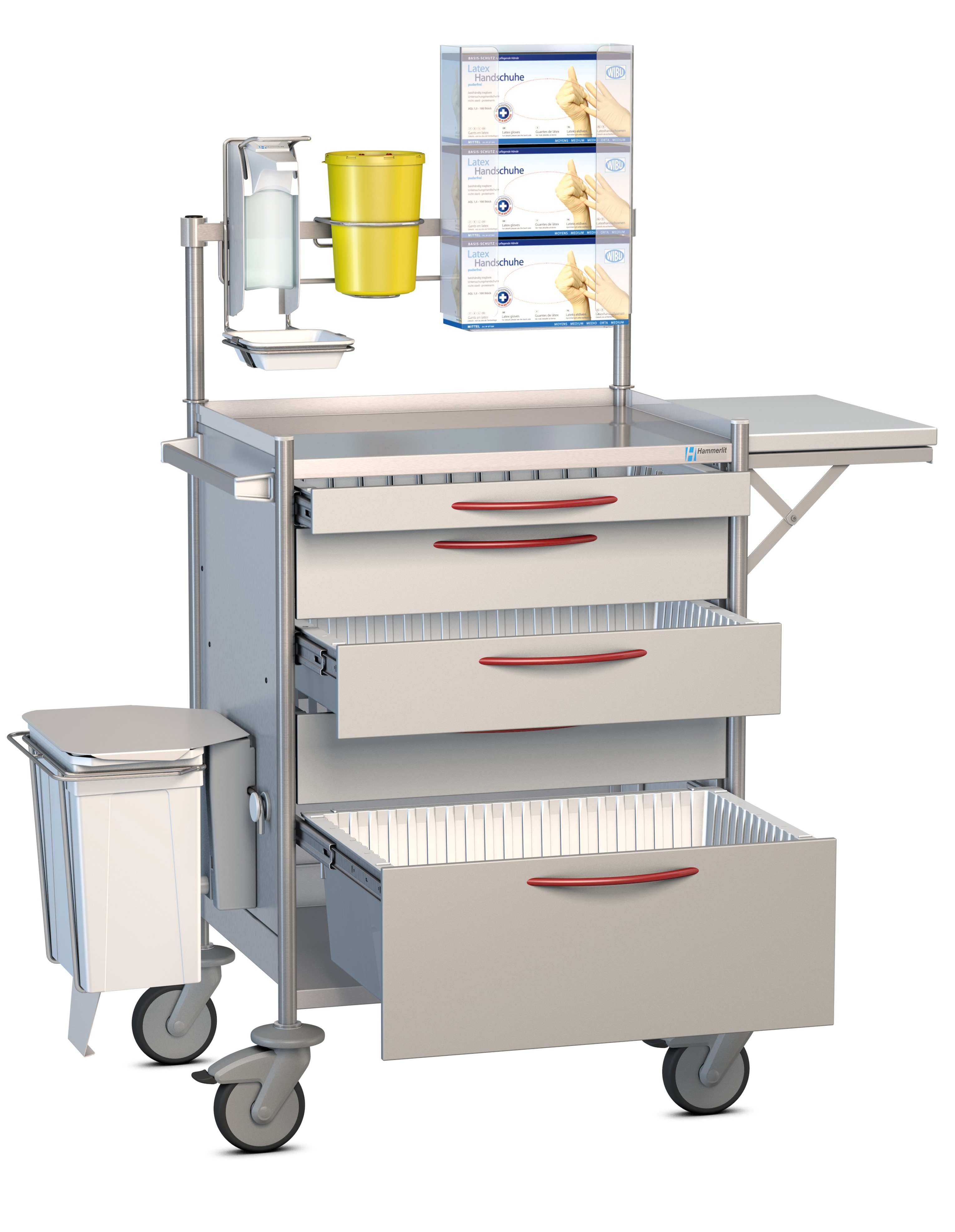 Modulwagen, Edelstahl, 11 HE 1-reihig, f. Module 600x400 mm