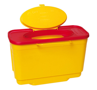 Abwurfbehälter für infektiöse Abfälle im Krankenhaus