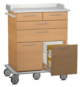 Pflegewagen als Servicewagen mit Getränkekistenauszug für Krankenhäuser und Pflegeheime