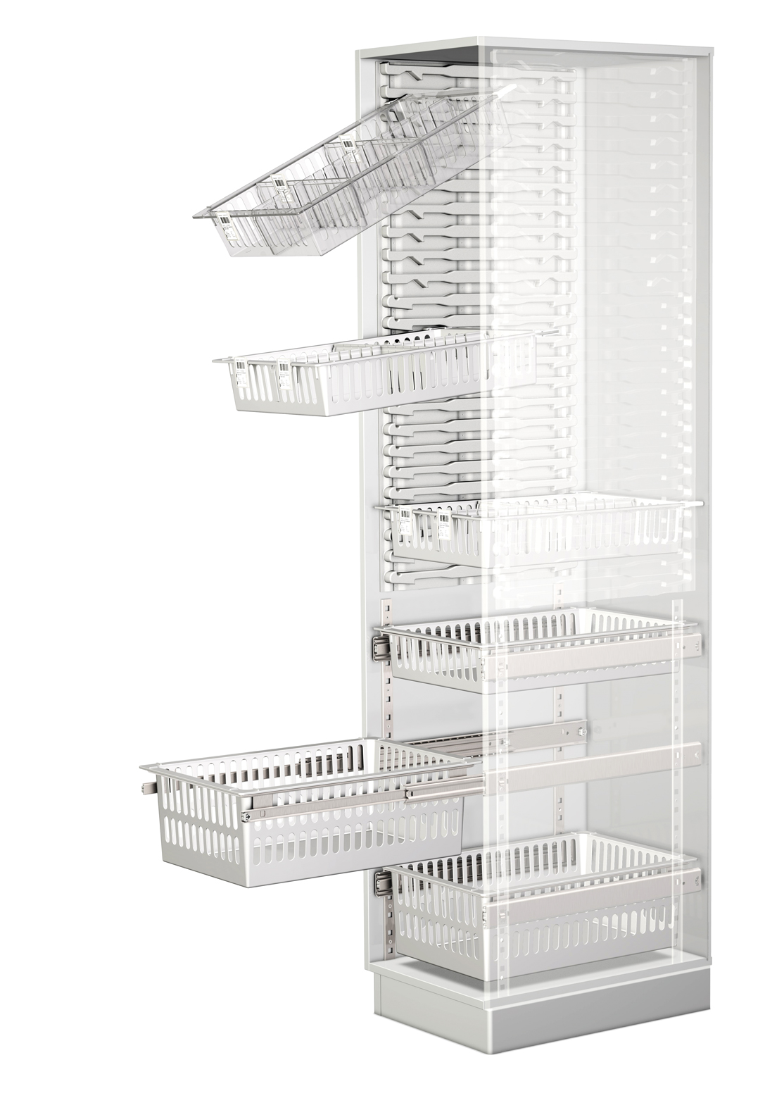 Modulsystem mit Modulkörben und Trägerwänden